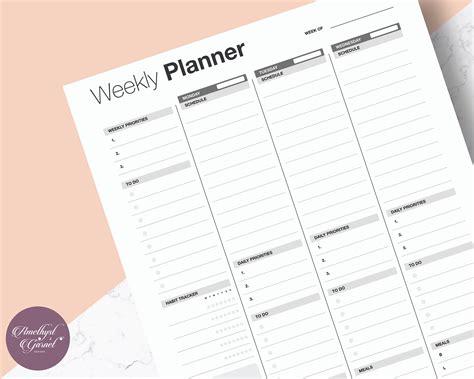 Daily Planner Printable Weekly Schedule Printable Weekly Etsy