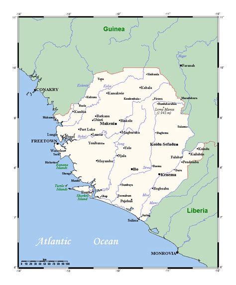 Large Detailed Map Of Sierra Leone With Cities And Towns Detailed Map