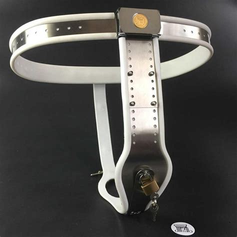 Female Adjustable Chastity Belt In Stainless Steel And Silicone With Lock And Plugs