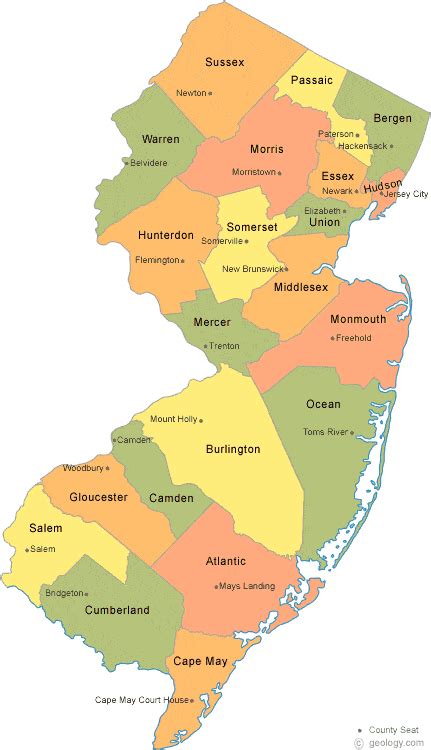 New Jersey Map Counties And Towns Davida Francoise