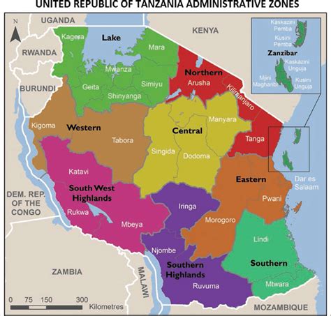 Tanzania Administrative Zones Modified Map Adopted From Suleiman 2018