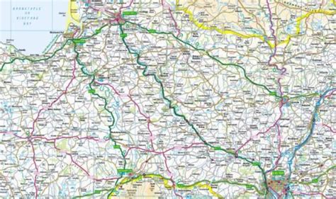 Ordnance Survey Wall Map Of South West England Road Map Sw England