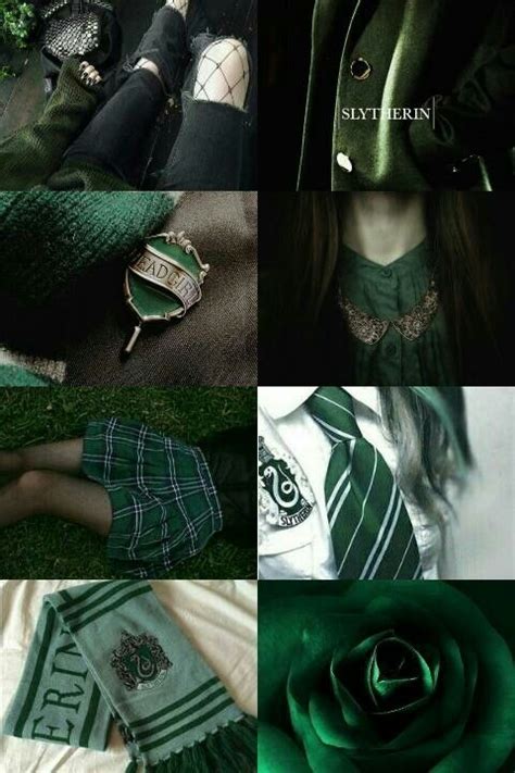 A Collage Of Green And White Pictures With The Words Harry Potter On Them