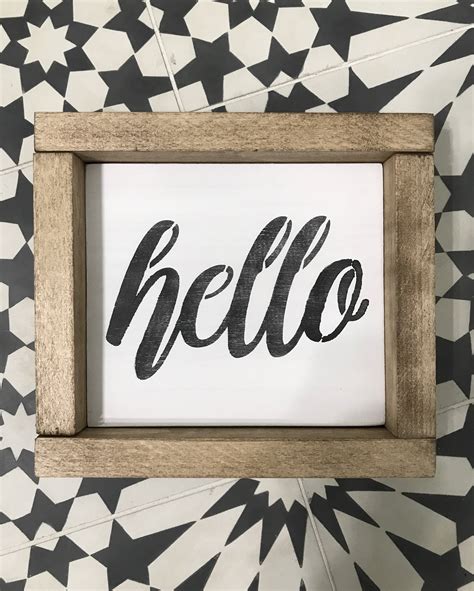 Hello Wood Sign Rustic Decor Rustic Wood Sign Etsy