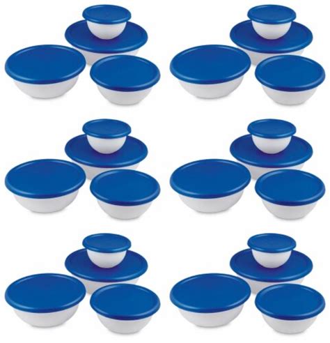 6 Pack Sterilite 07479406 8 Piece Plastic Kitchen Covered Bowlmixing