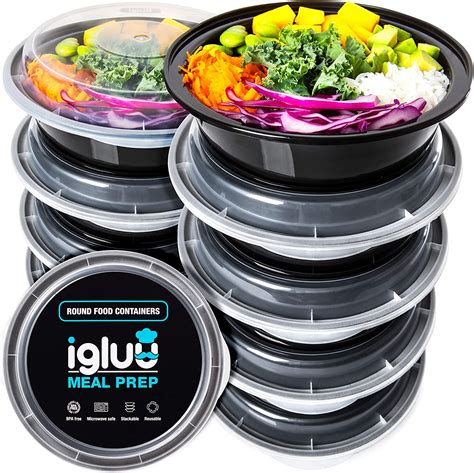 Round Plastic Meal Prep Containers Reusable Bpa Free Food Containers