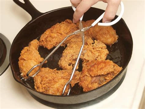 Fried Chicken Cooking In A Frying Pan Stock Image Image Of Gourmet