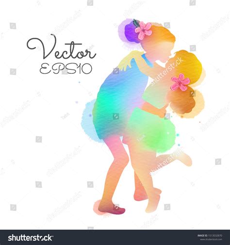 Two Happy Adorable Little Sisters Hugging Stock Vector Royalty Free 1513532870 Shutterstock