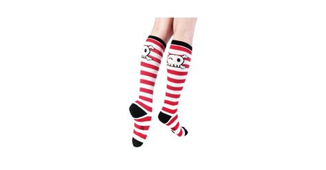 Red Striped Pirate Skull Knee Socks A Mighty Girl