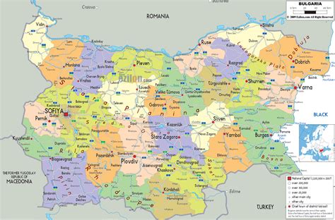 Detailed Political Map Of Bulgaria Ezilon Maps