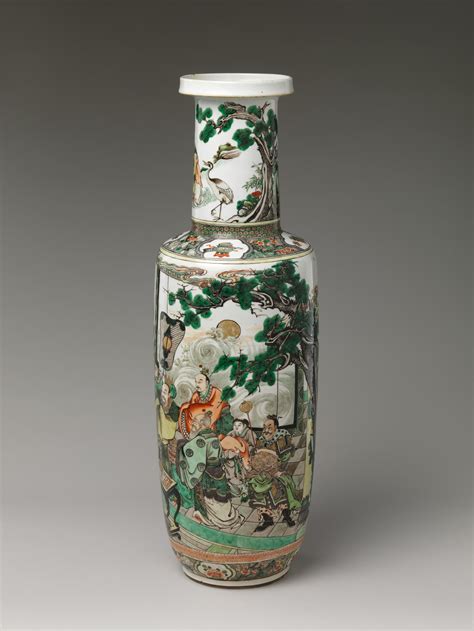Vase With Immortals Offering The Peaches Of Longevity China Qing Dynasty 16441911 Kangxi