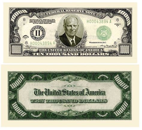 Pack Of 1000 Bills 1000000 Eisenhower Ten Thousand Dollar Bill Ebay