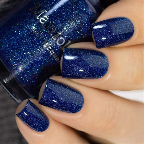 Moods Sassy P103 Navy Blue Scattered Holographic Shimmer Nail