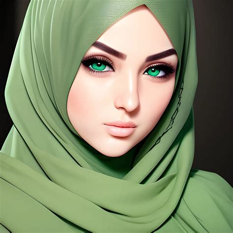 Sexy Hijab Babe With Strands Of Hair Coming Out Of Hijab Model F Arthub Ai