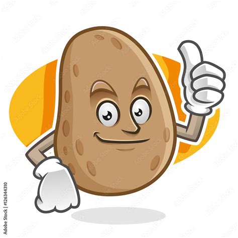 Thumb Up Potato Mascot Potato Character Potato Cartoon Stock Vector