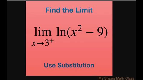 find the limit as x approaches 3 for ln x 2 9 use substitution youtube