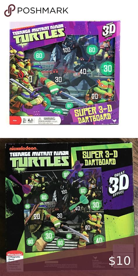 Teenage Mutant Ninja Turtles Super 3 D Dartboard Dart Board Teenage