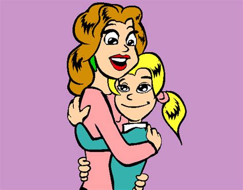 Dibujo De Madre E Hija Abrazadas Pintado Por Queyla En El