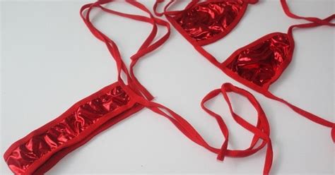 Fashion Care 2u L1698 2 Sexy Metallic Red Micro Bikini Bra 2pcs Set