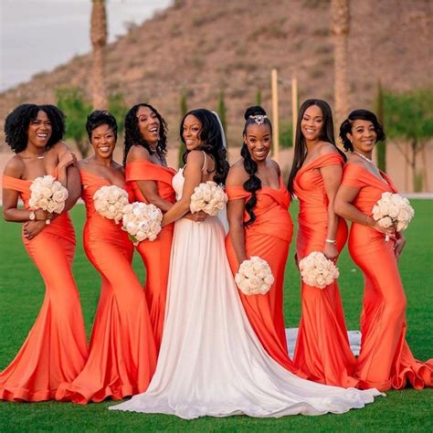 The Bridesmaids Dress Colour That S Flattering On Everyone Orange Bridesmaid Dresses
