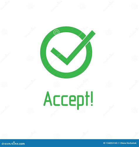 Green Check Mark With Word Accept Icon Tick Symbol In Green Color
