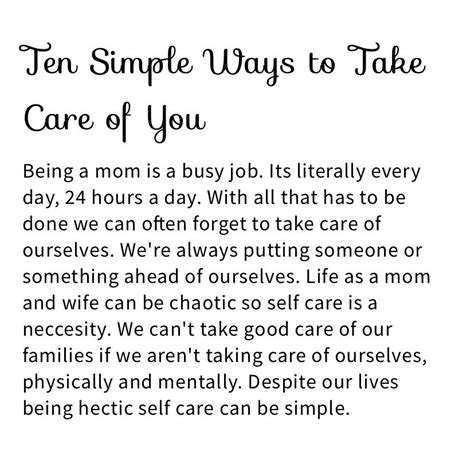 10 Simple Ways To Take Care Of You