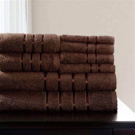 Lavish Home 8 Piece 100 Cotton Bath Towel Set In Chocolate 67 0013 C
