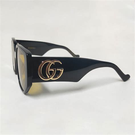 gucci gg0956s black frame brown lens oversized square sunglasses ebay