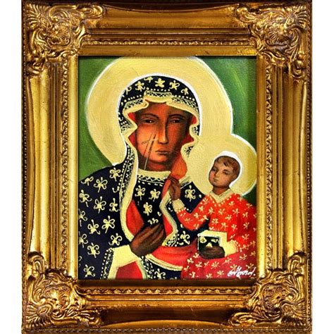 Obraz Matki Boskiej Cz Stochowskiej X Cm Obraz Olejny Na P Tnie Z Ota Rama