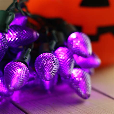 25 Light C7 Purple Led Christmas Lights Non Removable Bulbs