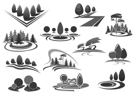 Gardening Or Green Landscape Design Vector Icons 12682984 Vector Art At