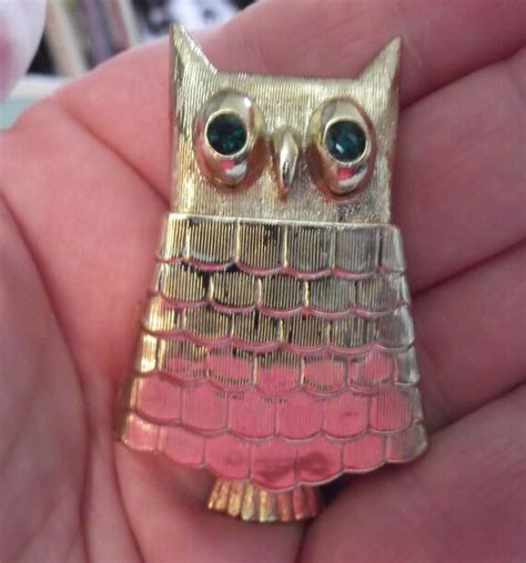Vintage 1970s 1980s Brooch Pin Owl Avon Gold Tone Cream Sachet Etsy