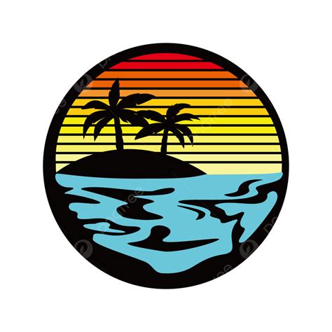 Island Sunset Vector Png Images Sunset With Small Island Illlustration