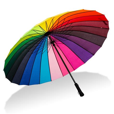24k Rainbow Big Umbrella Windproof Mens Leather Long Handle Warrior