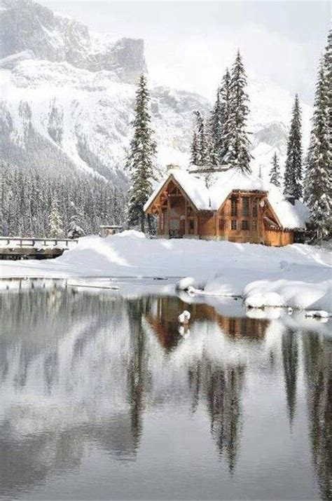 Snowy Cabin Places To Visit Pinterest