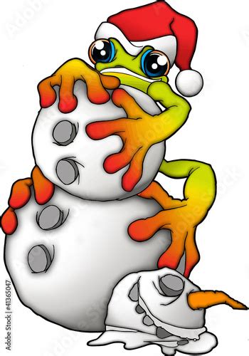 Rain Forest Frog Christmas Snowman Stock Image And Royalty Free