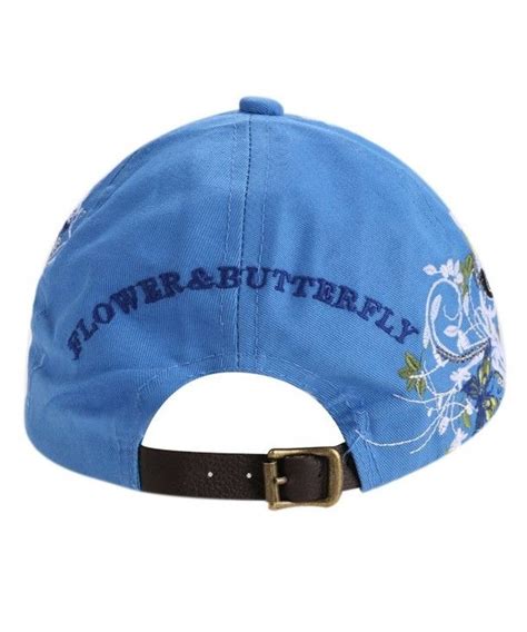 Lightweight Butterfly And Flowers Embroidered Women Baseball Cap Sun Hat 100 Cotton Blue
