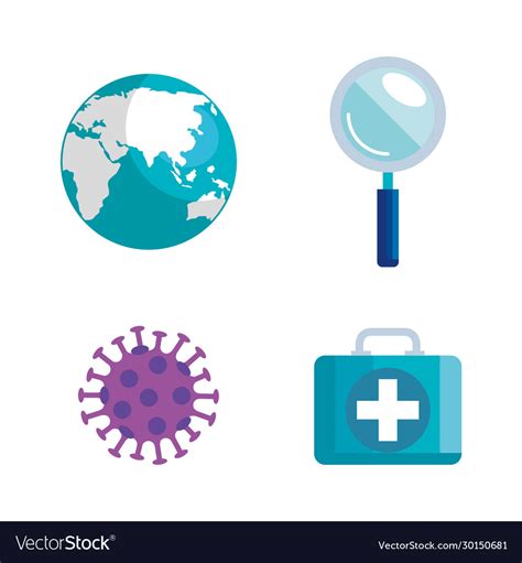 Set Icons Pandemic Coronavirus 2019 Royalty Free Vector