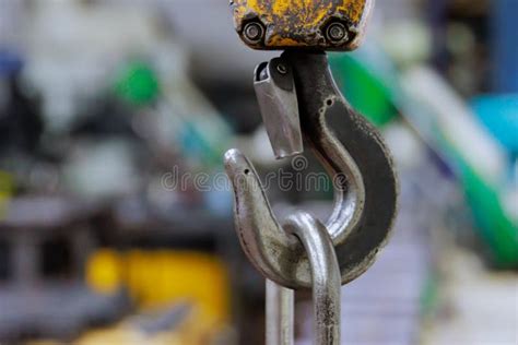 Lifting Mechanism Factory Overhead Crane Hook And Chain Stock Photo
