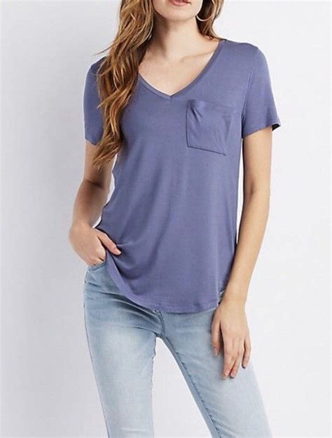 Basic V Neck Short Sleeve Womens T Shirt Top Stretch Solid Layering
