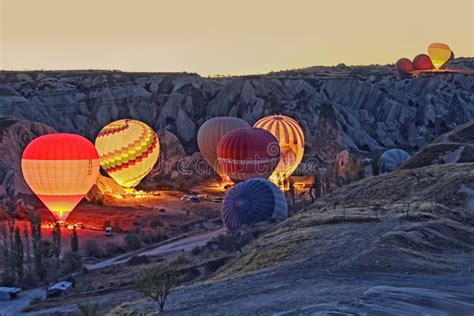 Colorful Hot Air Balloons Before Launch At Cappadocia Stock Image