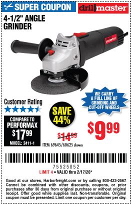 User manuals, harbor freight tools drill operating guides and service manuals. DRILL MASTER 4-1/2 In. 4.3 Amp Angle Grinder for $9.99 ...