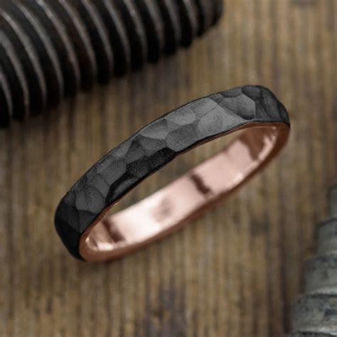 We offer a legible block font for all rings without diamonds. 4mm 14k Rose Gold Mens Wedding Band, Hammered Matte ...