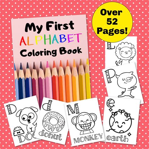 My First Alphabet Coloring Book 52 Printable Pages Of Upper Etsy