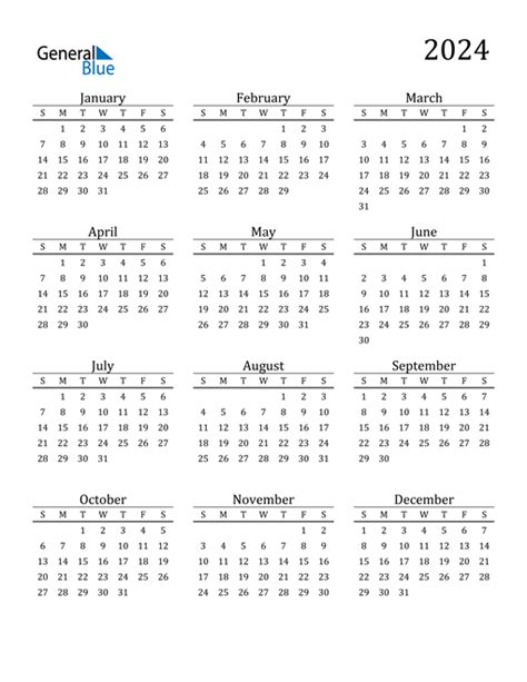Year At A Glance Calendar 2024 Best Amazing Famous Calendar 2024 With