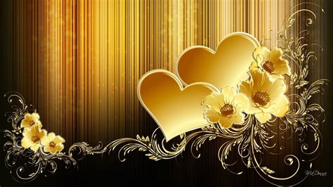Black And Gold Wallpaper Golden Heart Wallpaper Hd 1920x1080