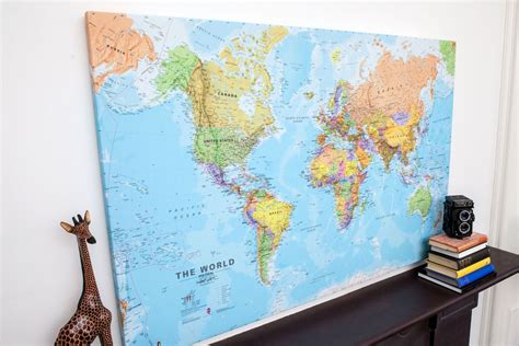 Large World Wall Map Political Canvas