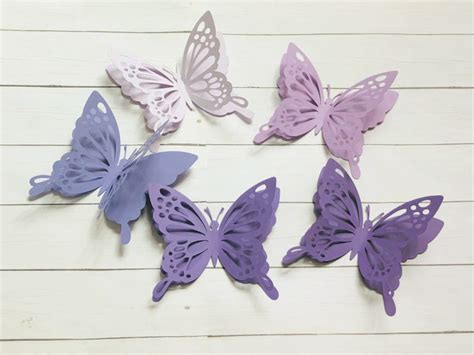 3d Paper Butterfly Cutouts 3d Purple Paper Butterflies Purple Butterfly