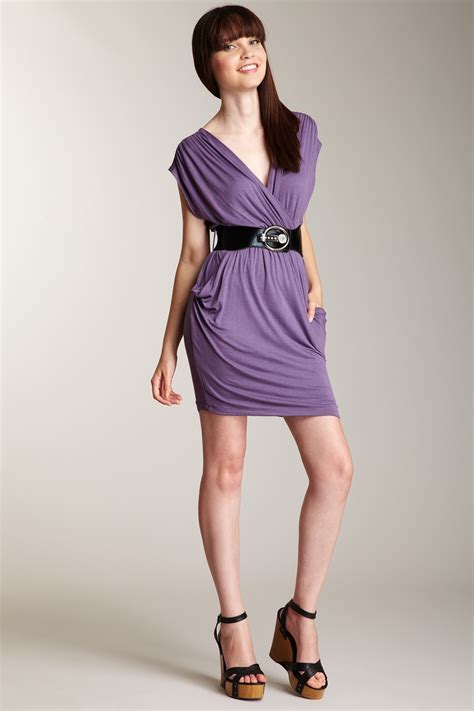 Halona Crossover V Neck Belted Dress Belted Dress Dresses Cool Outfits