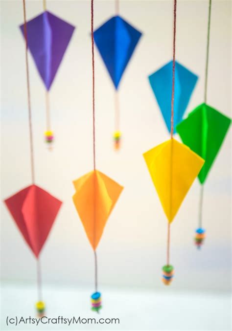 Easy Diy Paper Kite Mobile Sankranti Kite Craft For Kids